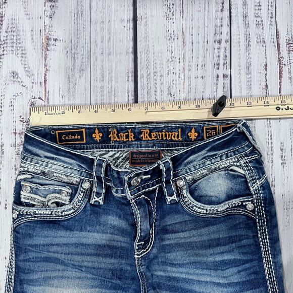 Rock Revival Celinda Ankle Skinny Jeans Size 26 Distressed Mid Rise - Picture 10 of 10